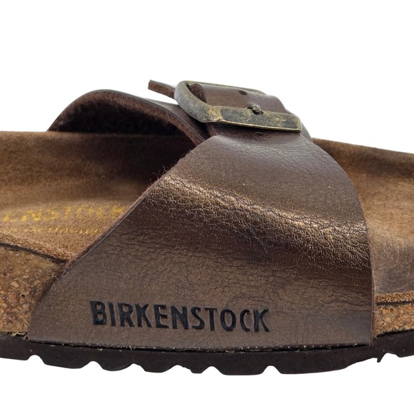 Birkenstock Madrid Buckle Sandals Bronze Leather Strap Cork Womens 6 - Picture 6 of 9